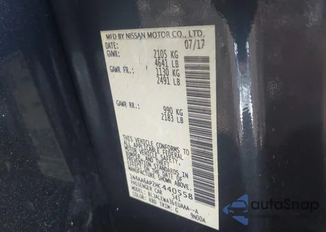 2017 Nissan Maxima 3.5 Sl из США, поврежденный, VIN 1N4AA6AP2HC440558